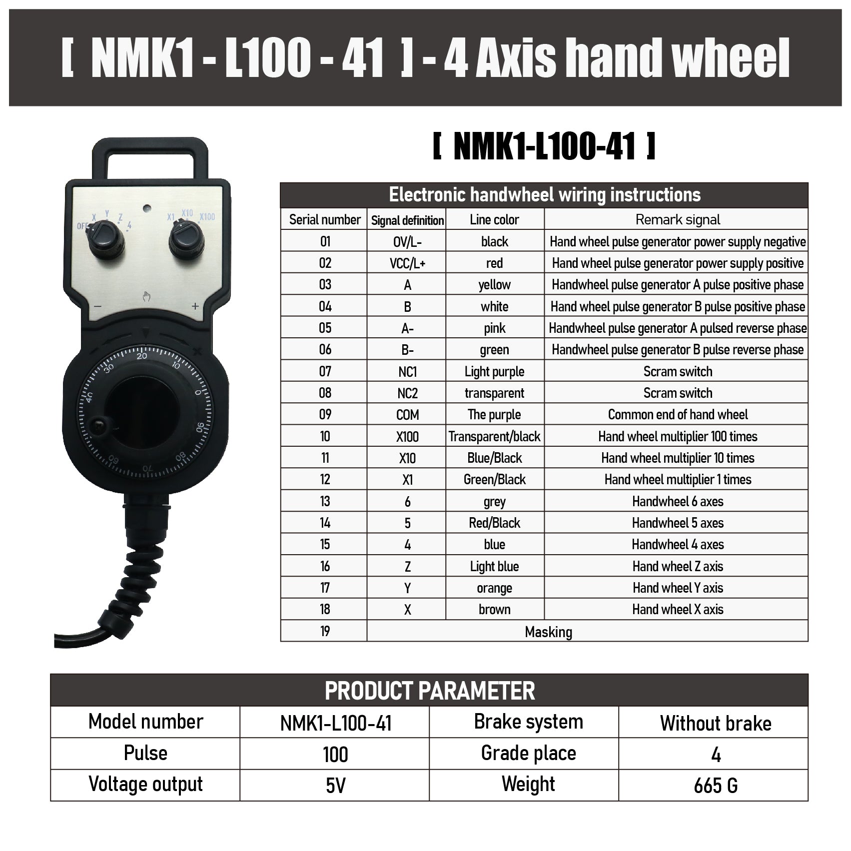 HLTNC 4/6 Axis MPG Handwheel 100PPR 5-24V Electronic Handwheel Pulse Generator with Emergency Stop for CNC Router Machine Tool