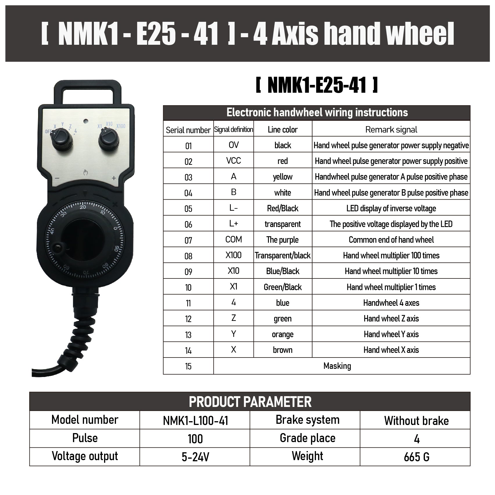 HLTNC 4/6 Axis MPG Handwheel 100PPR 5-24V Electronic Handwheel Pulse Generator with Emergency Stop for CNC Router Machine Tool