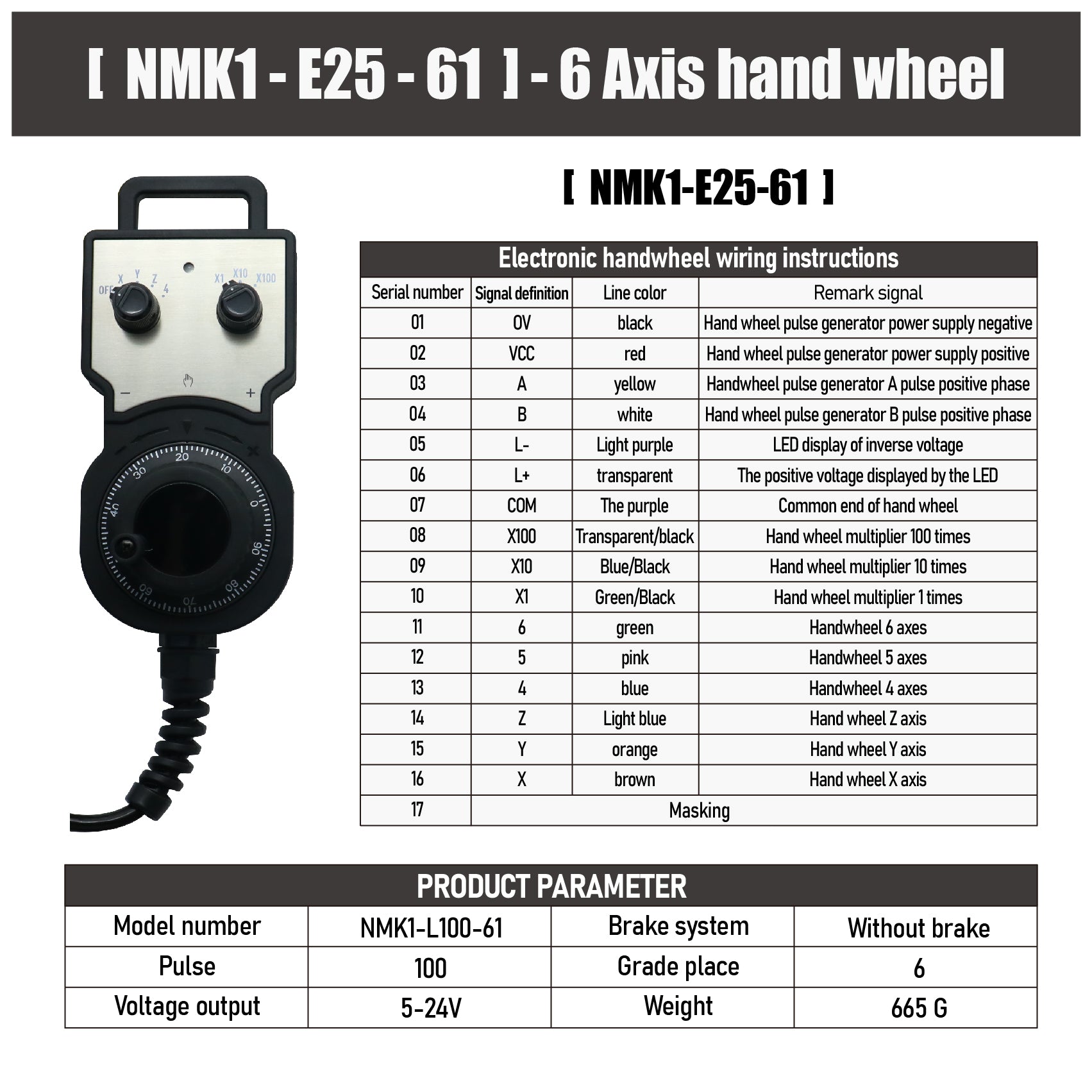 HLTNC 4/6 Axis MPG Handwheel 100PPR 5-24V Electronic Handwheel Pulse Generator with Emergency Stop for CNC Router Machine Tool