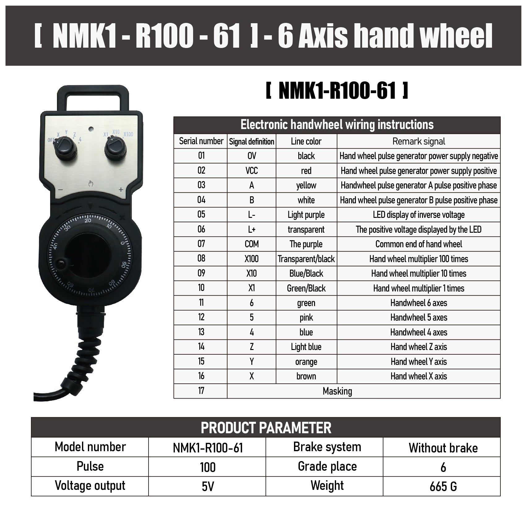 HLTNC 4/6 Axis MPG Handwheel 100PPR 5-24V Electronic Handwheel Pulse Generator with Emergency Stop for CNC Router Machine Tool