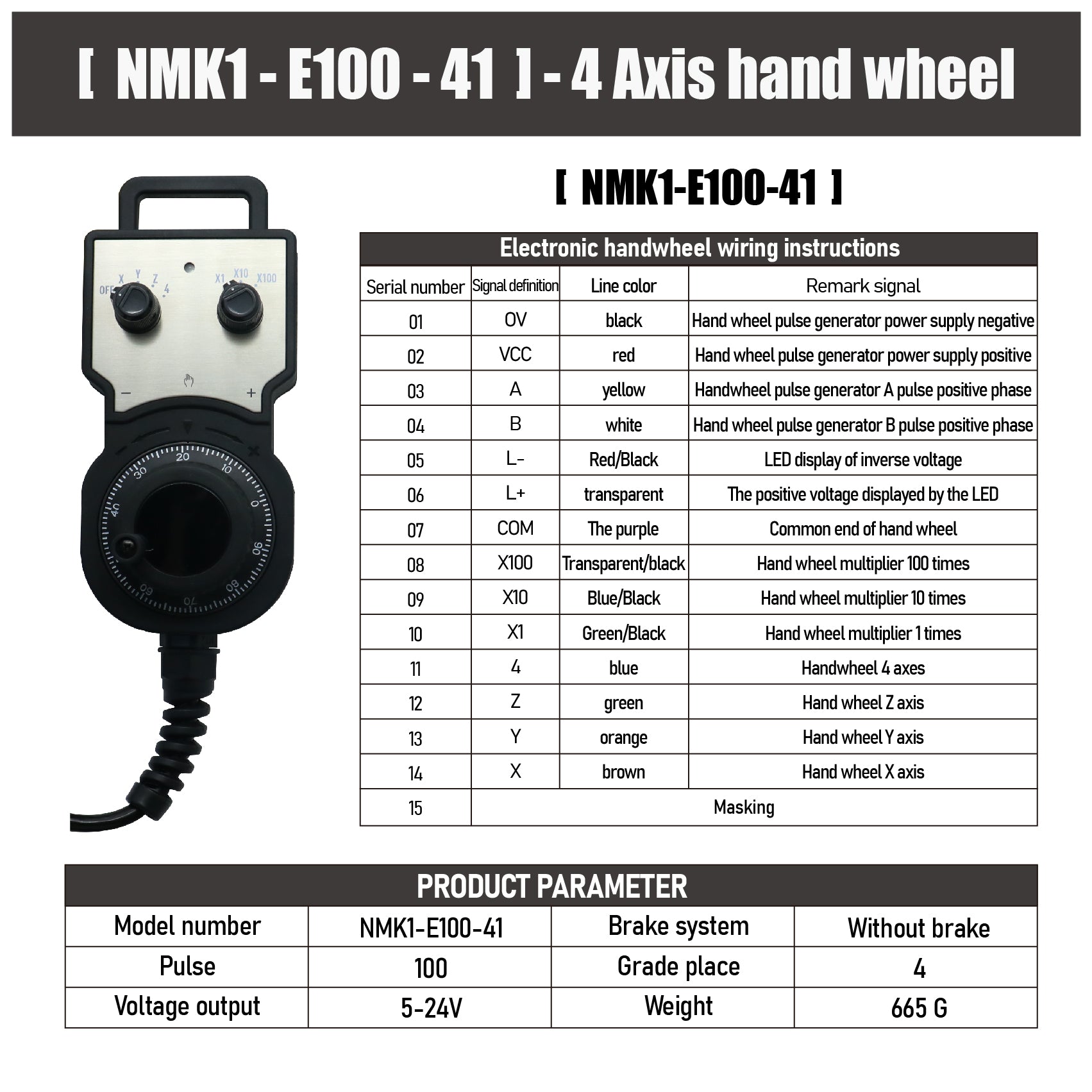 HLTNC 4/6 Axis MPG Handwheel 100PPR 5-24V Electronic Handwheel Pulse Generator with Emergency Stop for CNC Router Machine Tool