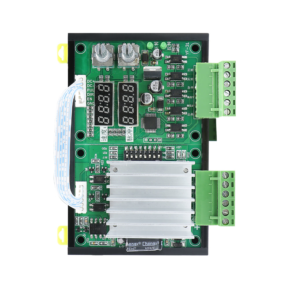 HLTNC YF-31 Control Board Driver Integrated Speed Regulation Remote Control 3A Single Axis Forward And Reverse Delay Cycle Limit 4257 Programmable + Stepper Servo Motor HF020 Pulse Controller + DM542L Drive