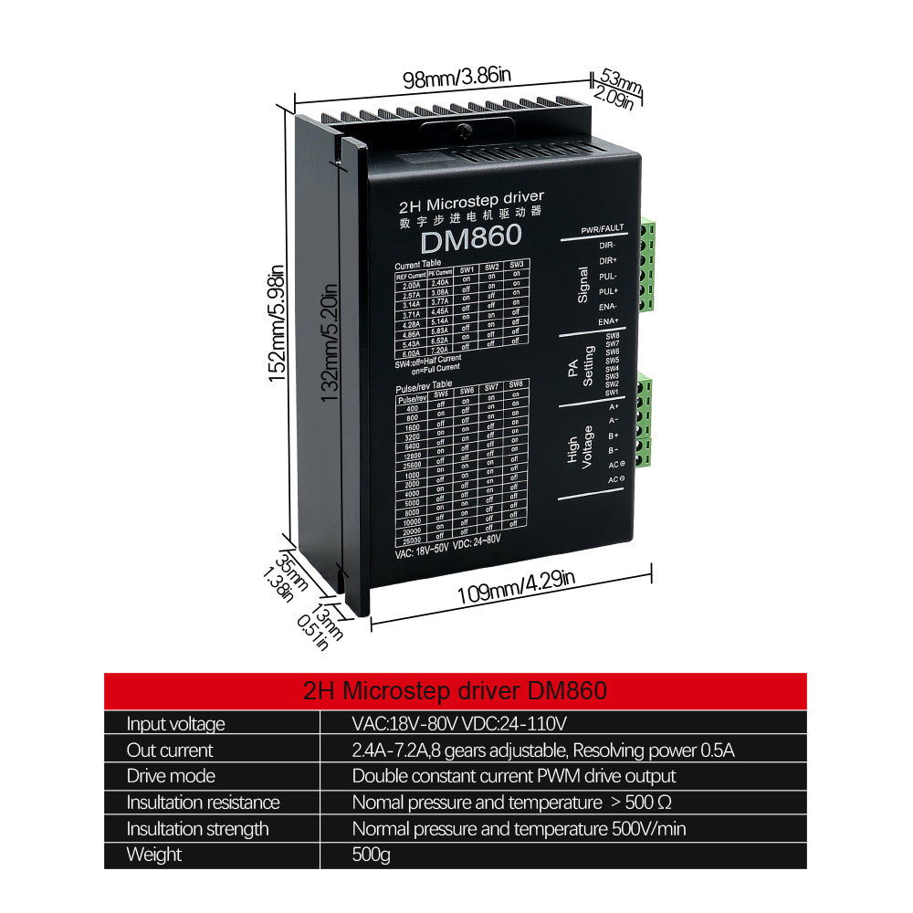 Dm860 Drive HLTNC DM860H DM860 Stepper Motor Drive 0-200khz AC18-80V or DC 24-110V