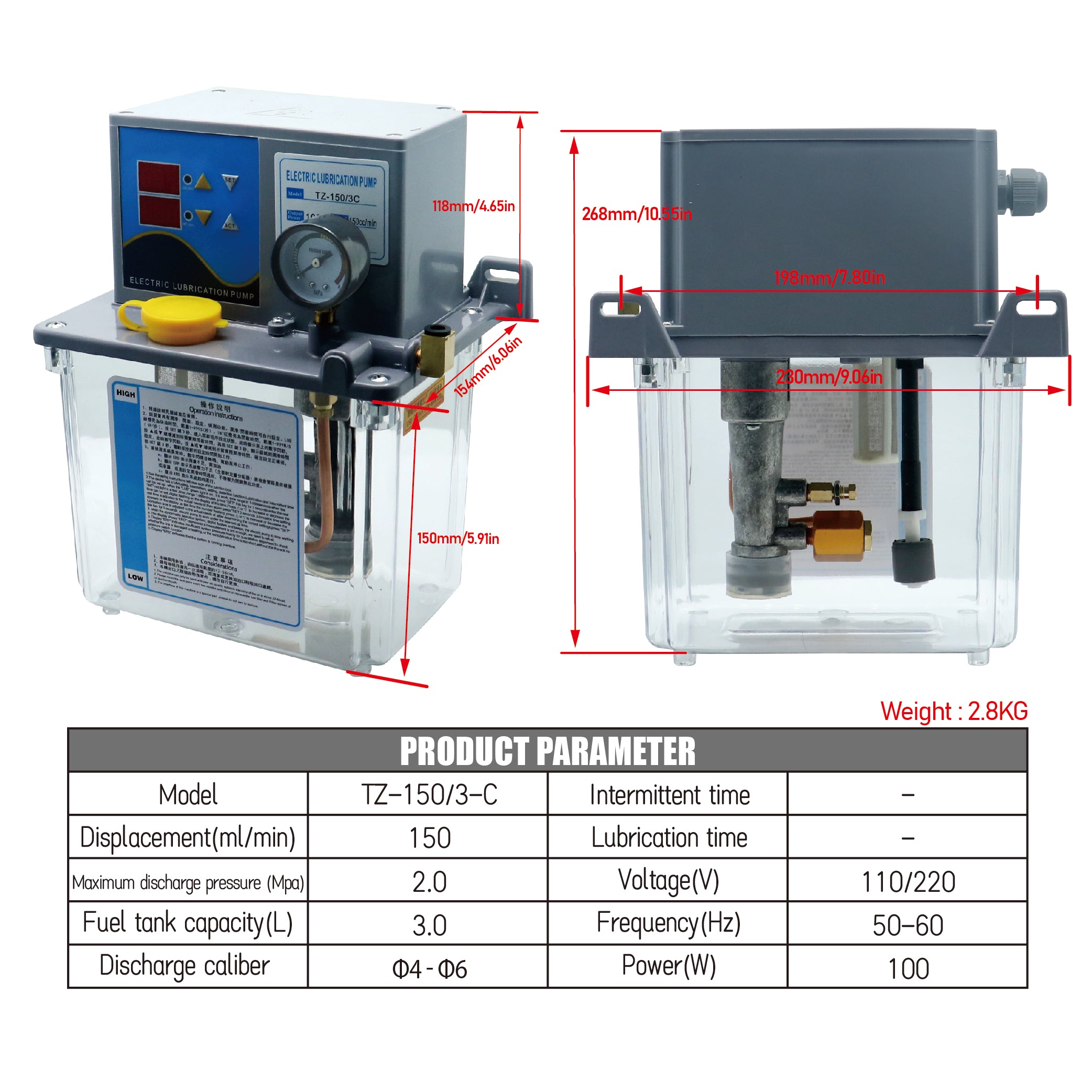 HLTNC 2L 3L 4L Lubricant Pump Automatic Lubricating Oil Pump with Pressure Gauge Semi Automatic or PLC control For CNC Lathe