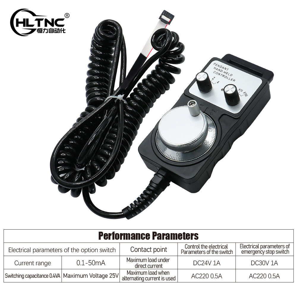 HLTNC FDSL Pulse Generator CNC Handwheel 5V 100Pulse 4 Axis Metal Handwheel Suitable For MACH3 Red Interface Breakout Board Support Mach3 System Suit For CNC Router