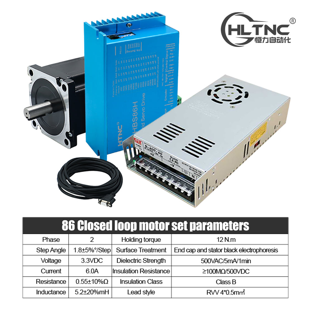 HLTNC Sales Nema34 Close Loop Stepper Motor Kit 4.5 8.5 12Nm Powerful DC Engines +Driver HBS86H + AC 110V 220V Power Supply