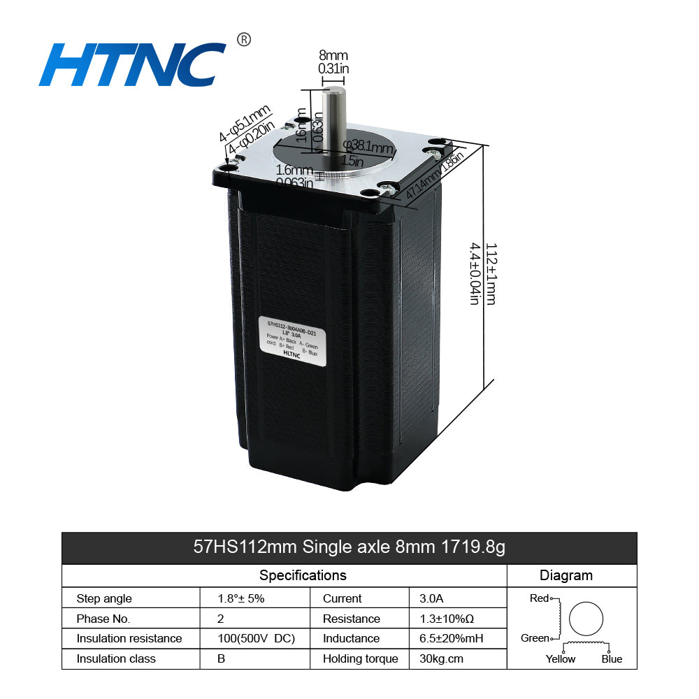 HLTNC 57mm nema23 3A 2Phase 1.2N 2N 2.2Nm 2.5N 3Nm 4-Lead Stepper Motor with 8mm Single Shaft For CNC Engraver Router 3D Printer
