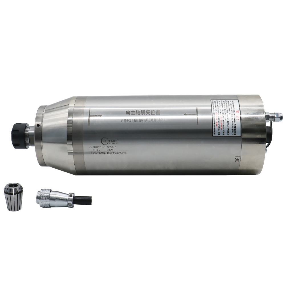 5.5KW ER25 water cooled spindle kit 18000-24000rpm spindle motor +7.5kw inverter + water pump +125mm mount+ 16 pcs ER25 collets